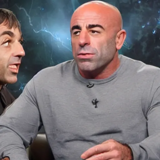 Image similar to joe rogan interviewing a gray alien