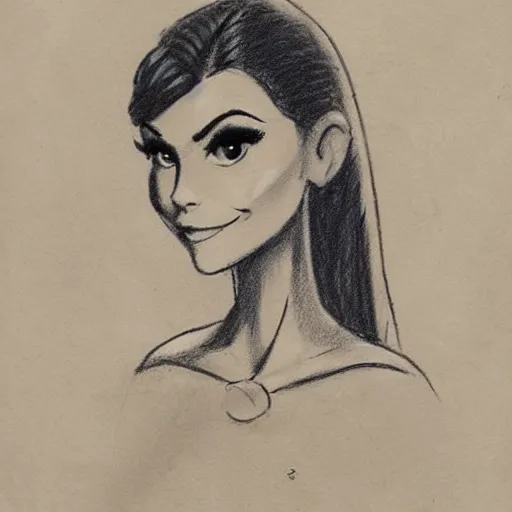 Image similar to milt kahl sketch of victoria justice as princess padme from star wars