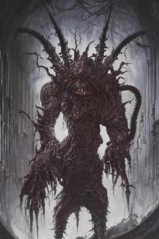 Image similar to portrait of jack black by hr giger, greg rutkowski and wayne barlowe as a diablo, resident evil, dark souls, bloodborne monster