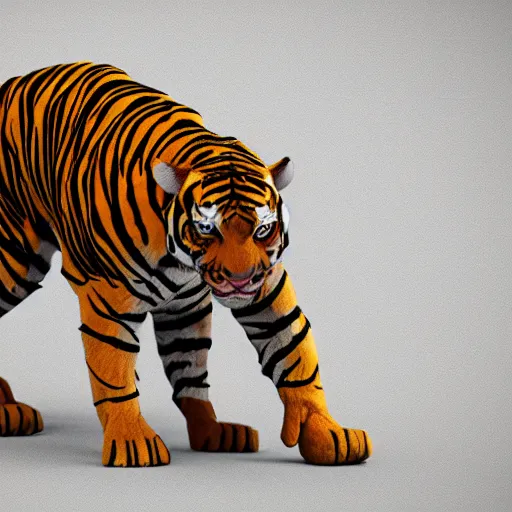 Prompt: cool 3 d isometric aztec tiger, 8 k octane render