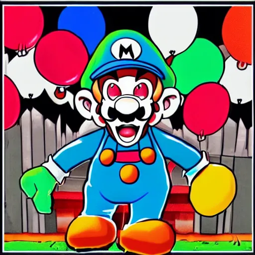 Prompt: pennywise in the style of mario bros, digital art, trending on artstation, hdr