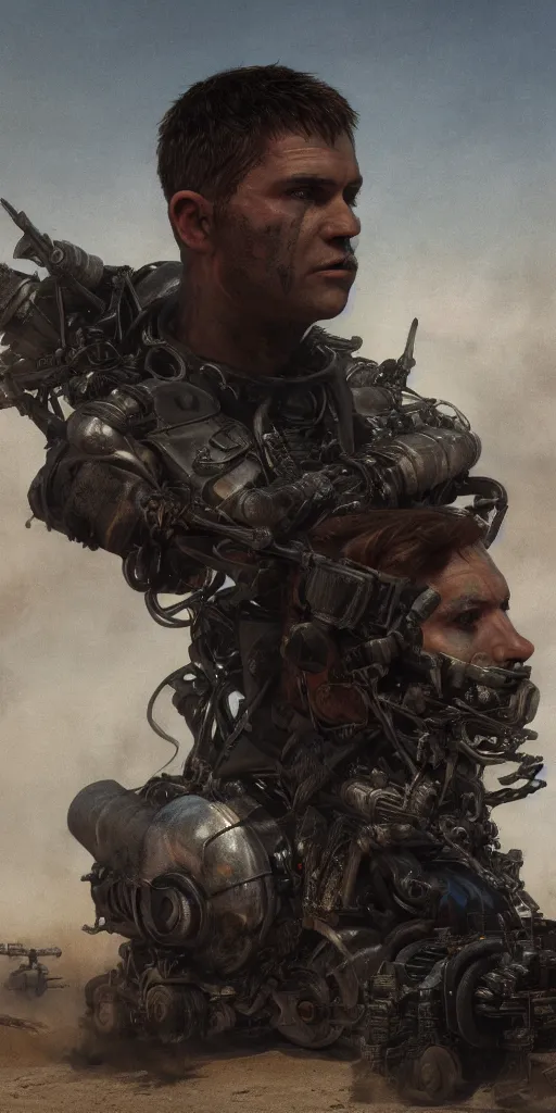 Image similar to mad max, masterpiece by Edgar Maxence and Ross Tran and Michael Whelan, 8k, octane render