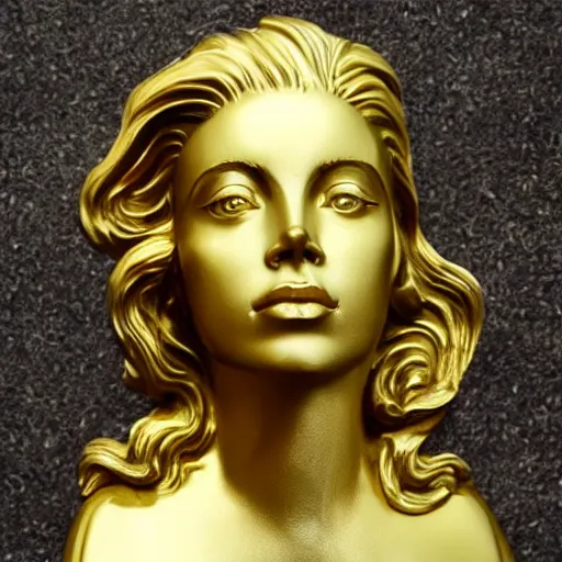 Image similar to golden statue of lana del rey