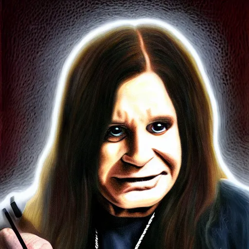 Prompt: a digital painting of ozzy osbourne as a humanoid duck