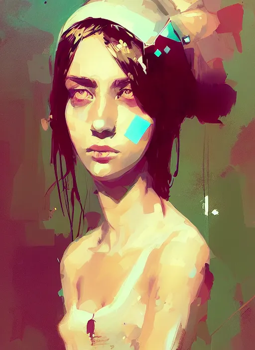 Image similar to portrait of a pretty young lady, by ismail inceoglu