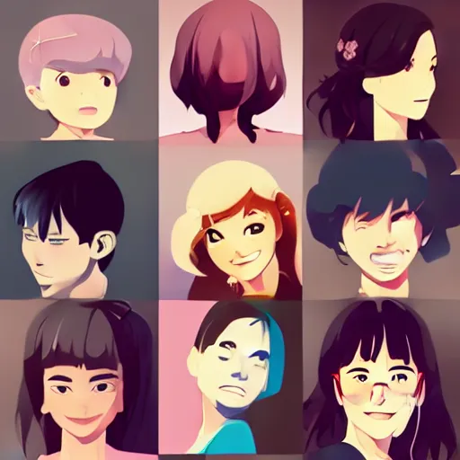 Image similar to group of smiling collegues, clean cel shaded vector art. shutterstock. behance hd by lois van baarle, artgerm, helen huang, by makoto shinkai and ilya kuvshinov, rossdraws, illustration