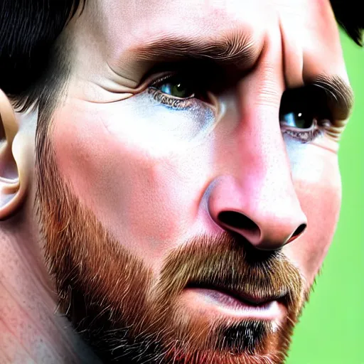 Prompt: up-close detailed portrait of Lionel Messi, 4k, highly detailed