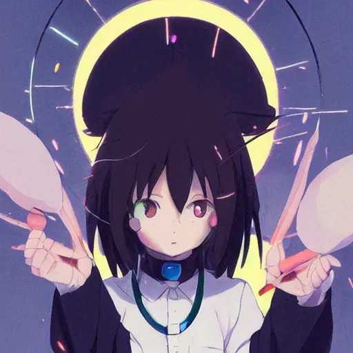 Image similar to a black cat wearing a lab coat, illustration concept art anime key visual trending pixiv fanbox by wlop and greg rutkowski and makoto shinkai and studio ghibli and kyoto animation symmetrical facial features