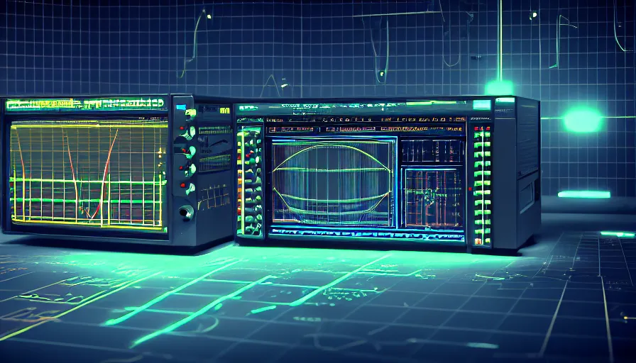 Image similar to retrofuturism old rct screen oscilloscope, old soviet machine, volumetric lighting, photorealistic rendering, artstation, redshift, octane, golden ratio