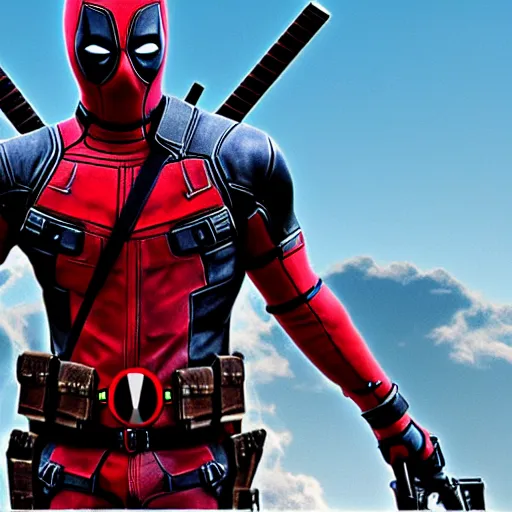 deadpool with guns, flying, photorealistic, highly | Stable Diffusion ...