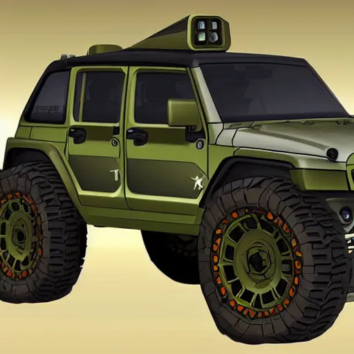 Image similar to concept art jeep inspired by the creators of halo