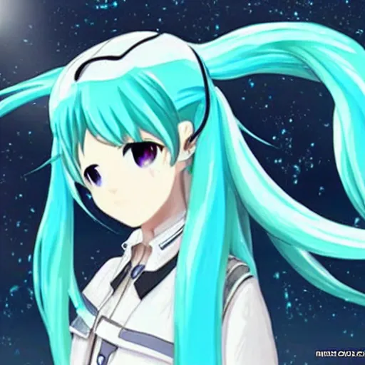 Image similar to Hatsune Miku the intergalactic space goddess of death