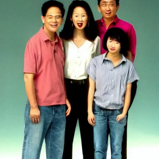 Image similar to a 1 9 9 0 s singaporean promotional poster for a sitcom