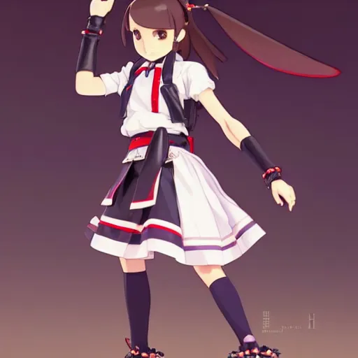 Image similar to a beautiful! boyish! natalie portman model, wearing catholic school girl outfit with mayan pattern and native style, aztec street fashion, guilty gear art direction, gapmoe yandere grimdark, trending on pixiv fanbox, painted by greg rutkowski makoto shinkai takashi takeuchi studio ghibli, akihiko yoshida