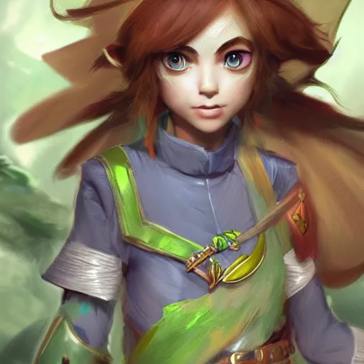 Image similar to a perfect, amazing, beautiful CG digital concept art of Saria from Legend of Zelda. By Ruan Jia and Fenghua Zhong, trending on ArtStation