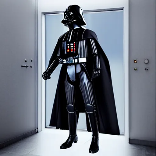 Image similar to “Darth Vader in school, movie scene, ultra realistic, rendered with unreal 5 engine”