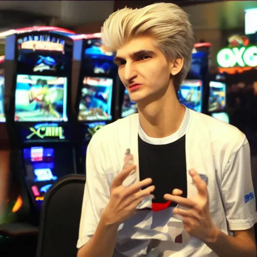 Image similar to gigachad xqc gambling : : realistic : : 1 dslr : : 1 - - quality 2