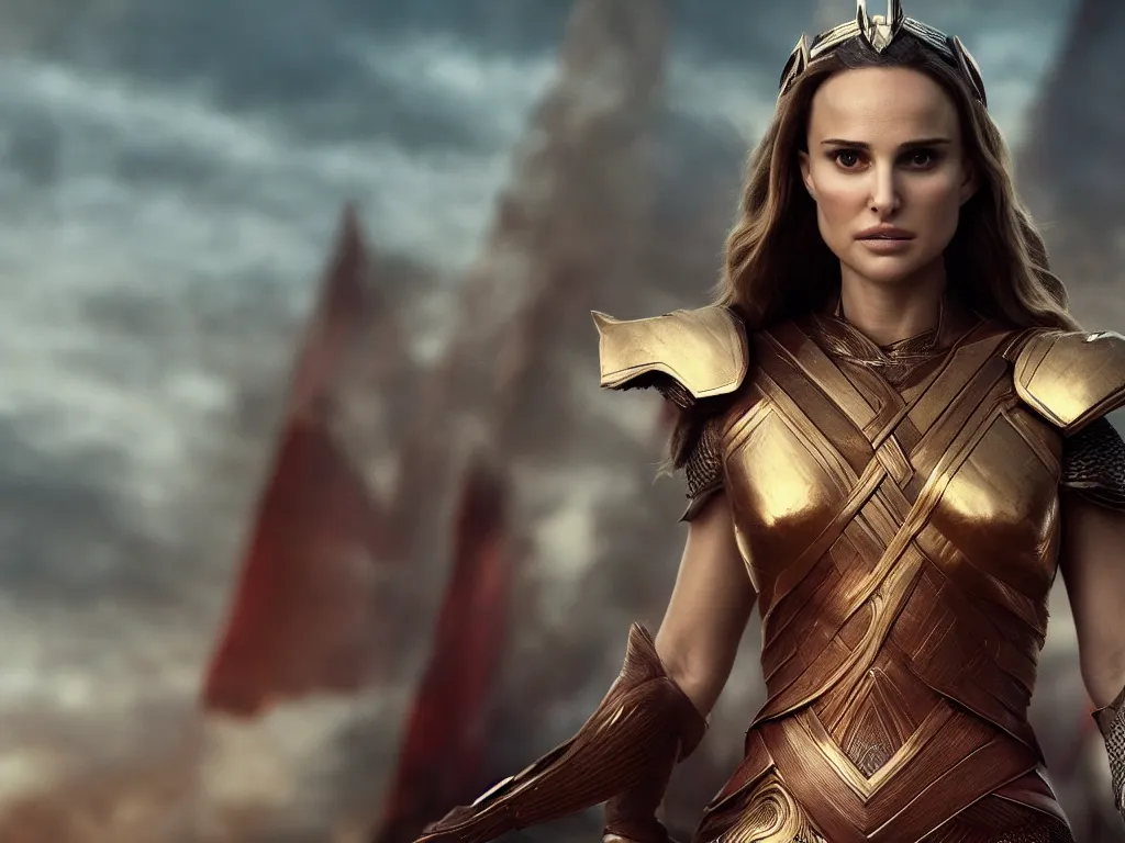 Prompt: portrait of beautiful Natalie Portman as an Asgardian Valkyrie, cinematic, 4k