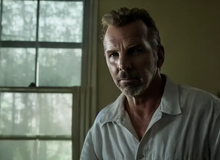 Image similar to film still of!!!!! kevin costner!!!!! as jim hopper in stranger things, 4 k