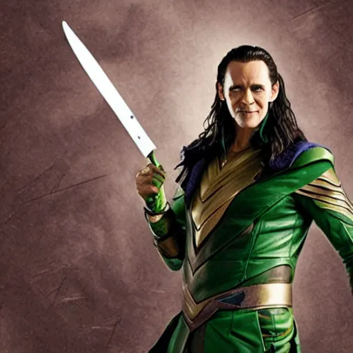 Prompt: Marvel character Loki holding a spear