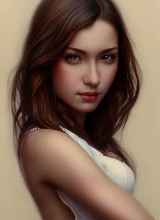 Image similar to photo of a gorgeous young woman in the style of stefan kostic, realistic, sharp focus, 8 k high definition, insanely detailed, intricate, elegant, art by stanley lau and artgerm