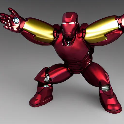 Prompt: 3d morbidly obese iron man rigged