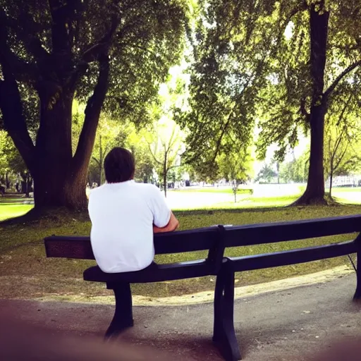 Image similar to jesus christ sitting on a bench in the park