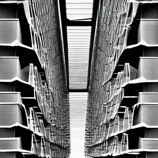 Image similar to Architectural structures composed of many different innovate materials. Photography.