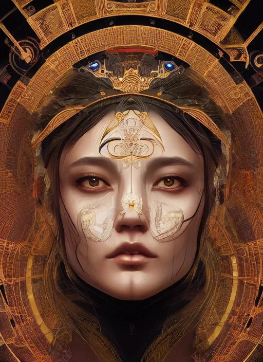 Prompt: symmetry!! asian, machine parts embedded into face, intricate, elegant, highly detailed, digital painting, artstation, concept art, smooth, sharp focus, illustration, art by artgerm and greg rutkowski and alphonse mucha, 8 k