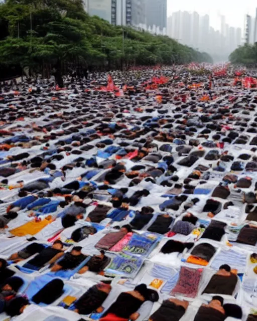 Image similar to tangping lying flat protest movement in china