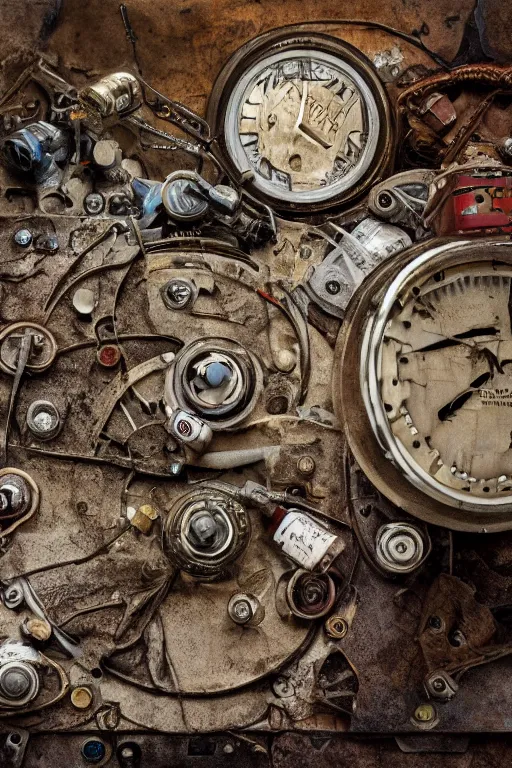 Image similar to A photo of time machine, capacitors and coils inside by Annie Lebovitz and Steve McCurry, grungy, weathered Ultra detailed, hyper realistic, 4k