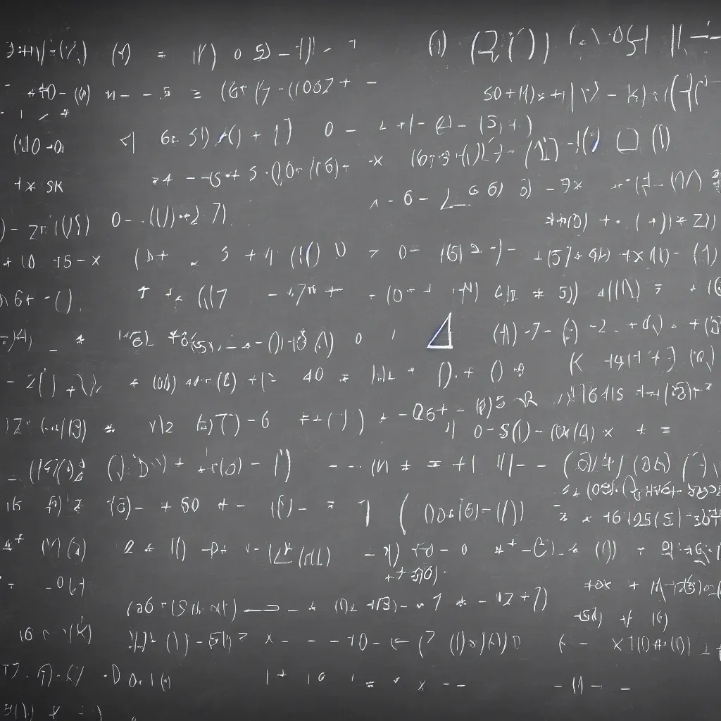 Prompt: A black board with an equation that shows how an AGI algorithm should be coded, a professor standing next to the board, writing comments underneath to help readers understand the math, 4k wide lenses photograph, unreal engine 5 full rendering, depth of field, 3D