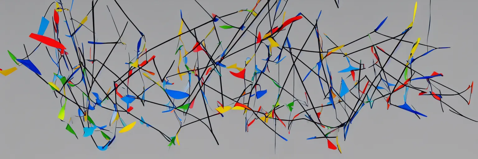 Prompt: 3 d mobile in the style of alexander calder