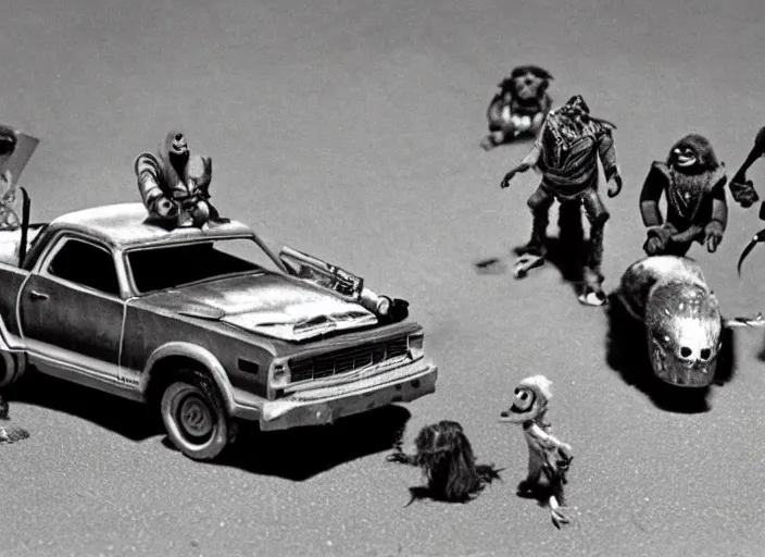 Image similar to El Camino scene from the 1979 science fiction film Muppet Mad Max
