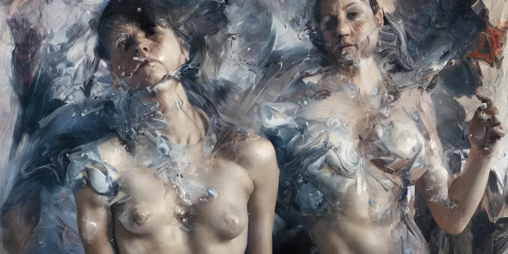 Image similar to highly detailed photography of a strong women fighting with rocks, crystals, dust particles sharp focus, dramatic scene, aesthetic, dynamic lighting, elegant, harmony, masterpiece, by jenny saville, by ben aronson, by james jean, by roberto ferri, by jeremy mann, by lucian freud, by kent williams, high quality