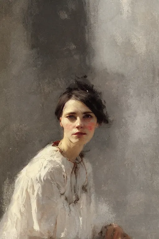 Prompt: Richard Schmid and Jeremy Lipking and Jonathan Pratt full length portrait painting of a young beautiful traditonal victorian peasant woman