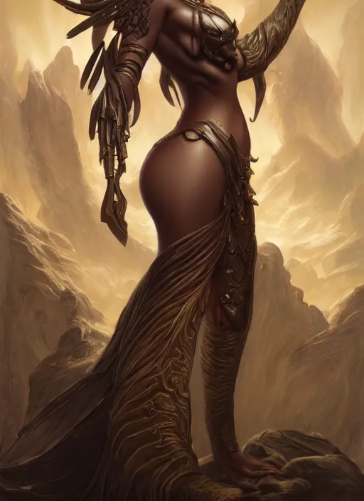 Prompt: nyx the deity retribution played by kim kardashian, shamanic poste, elegant, highly detailed, centered, digital painting, artstation, concept art, smooth, sharp focus, illustration, artgerm, tomasz alen kopera, peter mohrbacher, donato giancola, joseph christian leyendecker, wlop, frank frazetta