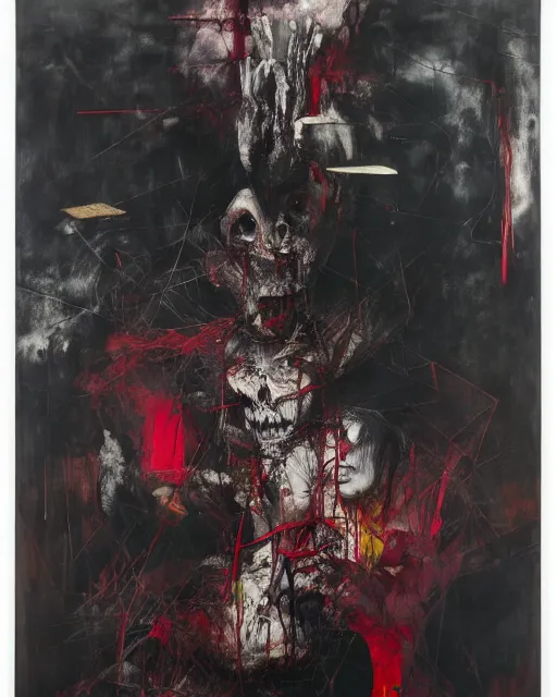 Image similar to the embodiment of dark surrealism, a brutalist designed, gothic, rich deep colours, charcoal, painted by francis bacon, adrian ghenie, james jean and petra cortright, part by gerhard richter, part by takato yamamoto. 8 k masterpiece.