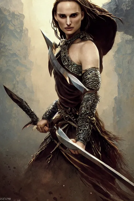 Image similar to natalie portman, legendary warrior, heroic, lord of the rings, tattoos, decorative ornaments, battle armor, by omar ortiz, valeri tsvetkov, sergio martinez, carl spitzweg, ismail inceoglu, vdragan bibin, hans thoma, greg rutkowski, alexandros pyromallis, perfect face, fine details, realistic shading photorealism