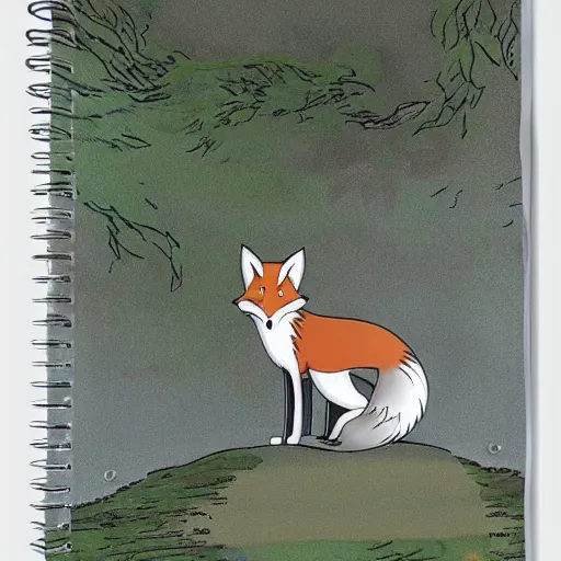 Image similar to a fox with a candle by studio ghibli