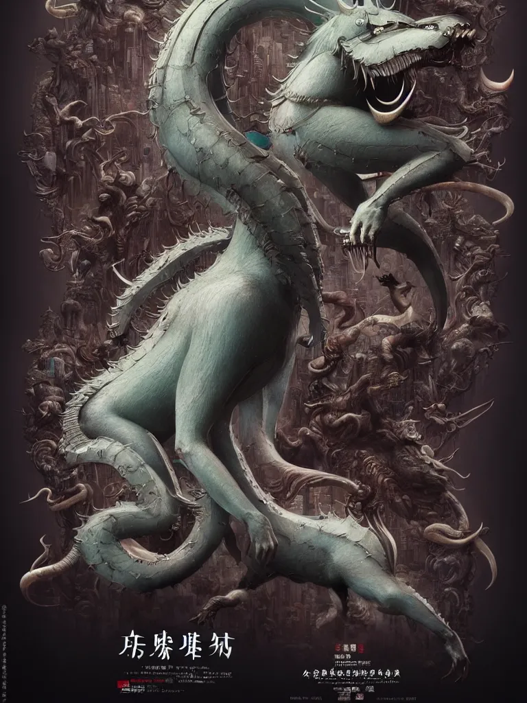 Prompt: exquisite imaginative creature beast from chinese mythology, sharp, ghost in the shell, slender and densely arranged teeth, poster art, movie art, elegant, by lucusfilm, weta studio and james jean, 8 k, denoised