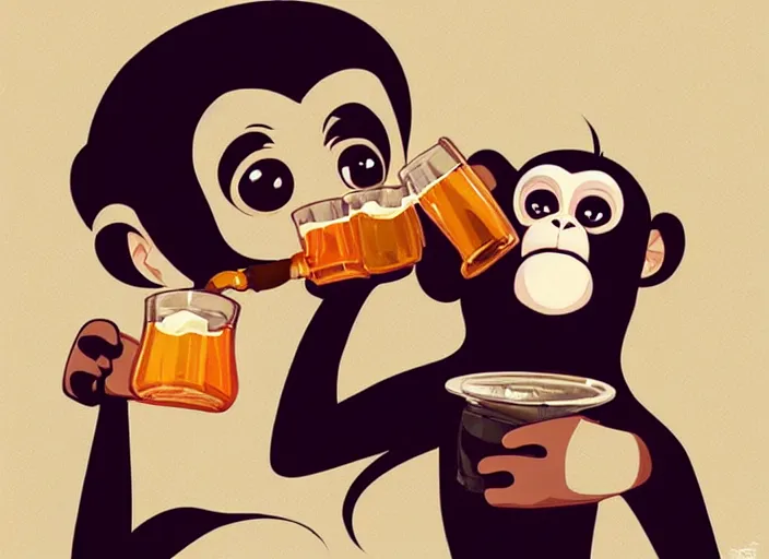 Prompt: cute monkey drinking beer. clean cel shaded vector art. behance hd by lois van baarle, artgerm, helen huang, by makoto shinkai and ilya kuvshinov, rossdraws, illustration, art by ilya kuvshinov