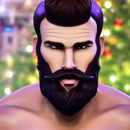 prompthunt: strong giga chad attractive man face symettry brown beard with  christmas hat masculine traits brown hair purple eyes clean skin ultra  realistic highly detailed highly realistic 8 k photo realistic