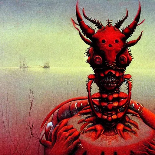 Image similar to lobster demon by beksinski