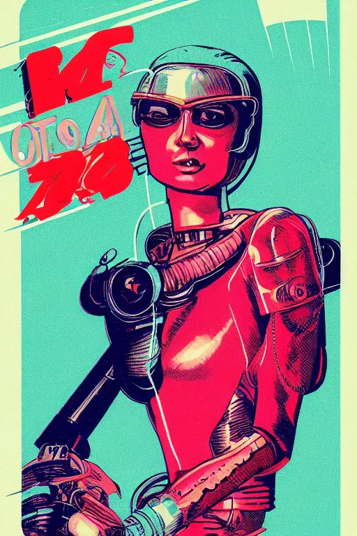 Image similar to a retro 70s cyborg woman, anaglyph, book cover,