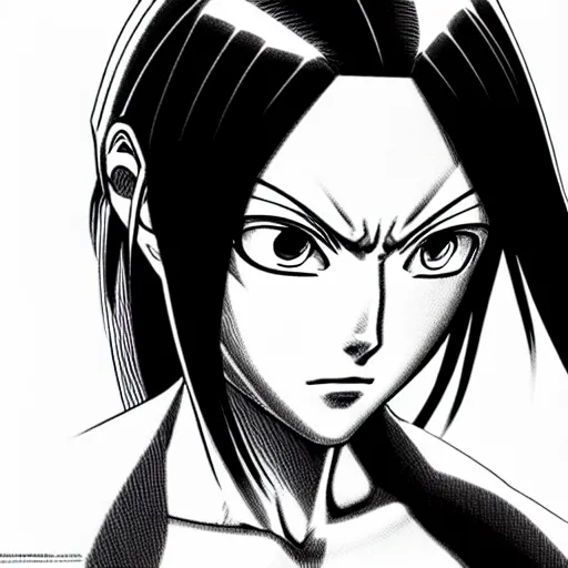 Image similar to alita by yukito kishiro. medium shot. black and white manga. pencil drawing. high detailed face