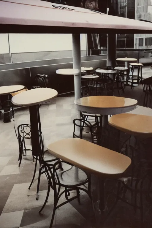 Image similar to a cup of coffee sitting on top of a white table diner booth, high angle, a hyperrealistic photo by IAN SPRIGGS, flickr, conceptual art, photo taken with ektachrome, photo taken with provia, kodak portrait