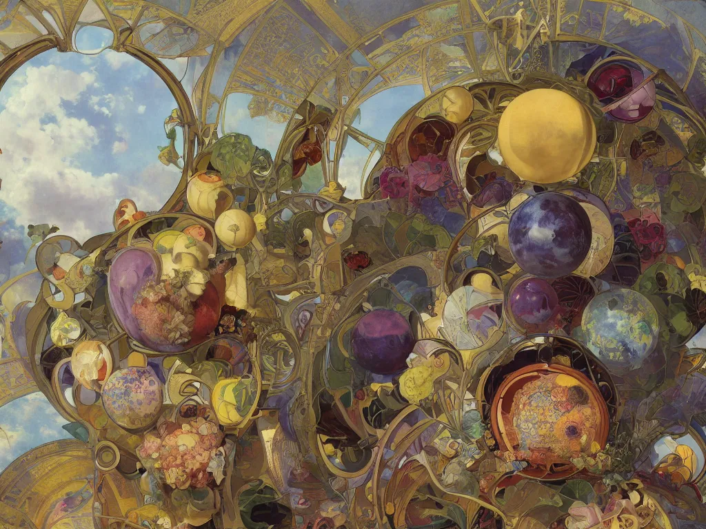 Image similar to the universe is a spheroid region 7 0 5 meters in diameter, sunlight study, art nouveau, by cornelis de heem and ( ( ( ( ( ( alphonse mucha ) ) ) ) ) ) and ( ( ( ( lisa frank ) ) ) ), 8 k, sharp focus, octane render