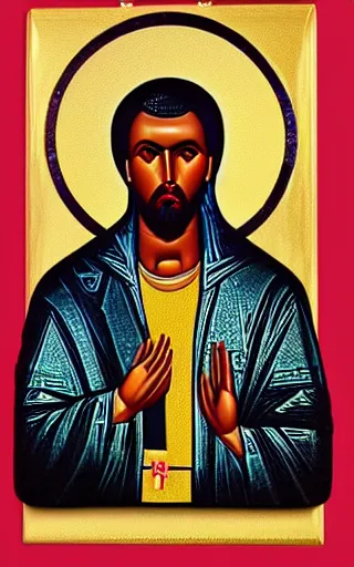 Prompt: orthodox icon of kanye west