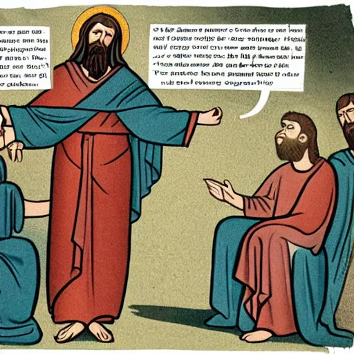 Prompt: business Jesus presenting abysmal sales figures in front of angry shareholder’s threatening to crucify him